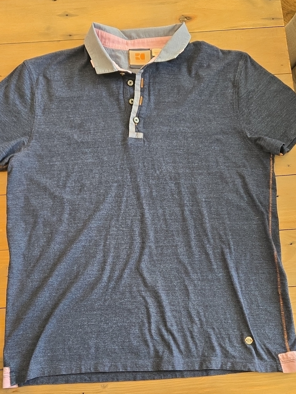 BOSS Navy Polo Shirt with Contrast Collar